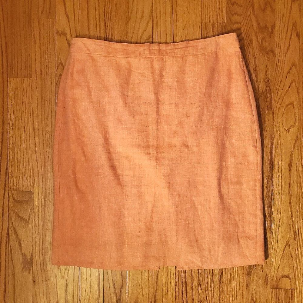 J. CREW | Peachy Linen Pencil Skirt